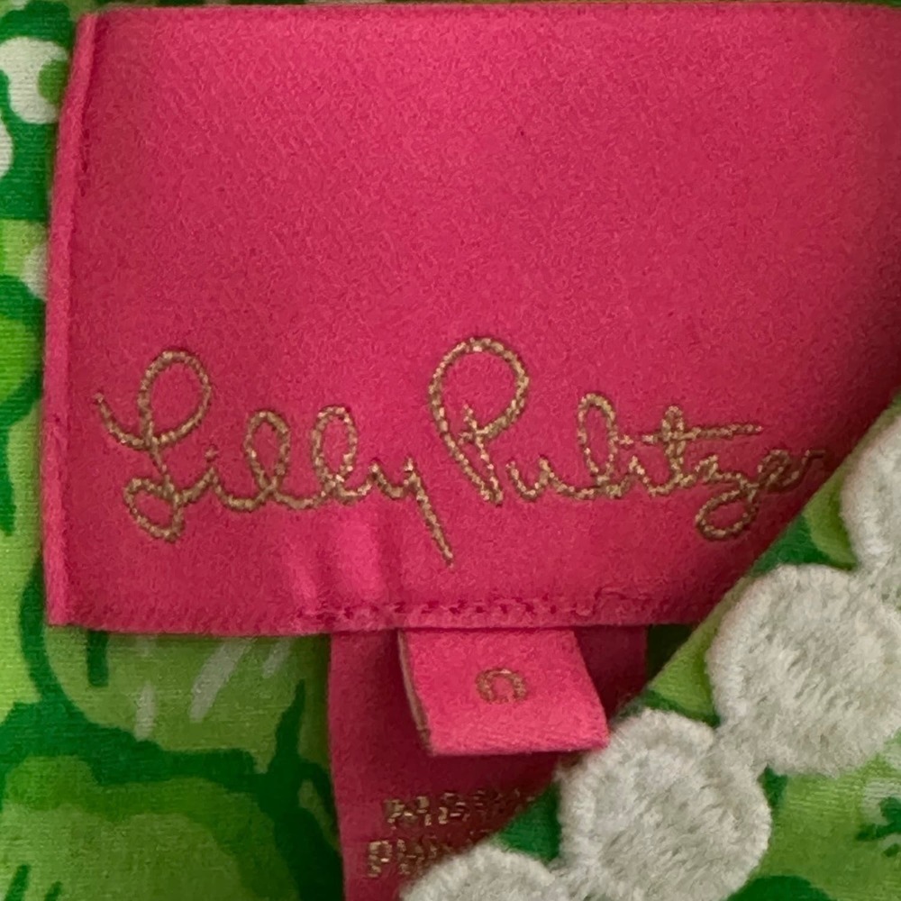 Lilly Pulitzer Alyce Elbow Sleeve Stretch Cotton Shift Dress Green - Sz 0/XS - Picture 6 of 6